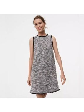 LOFT Tweed Shift Dress in Black and White